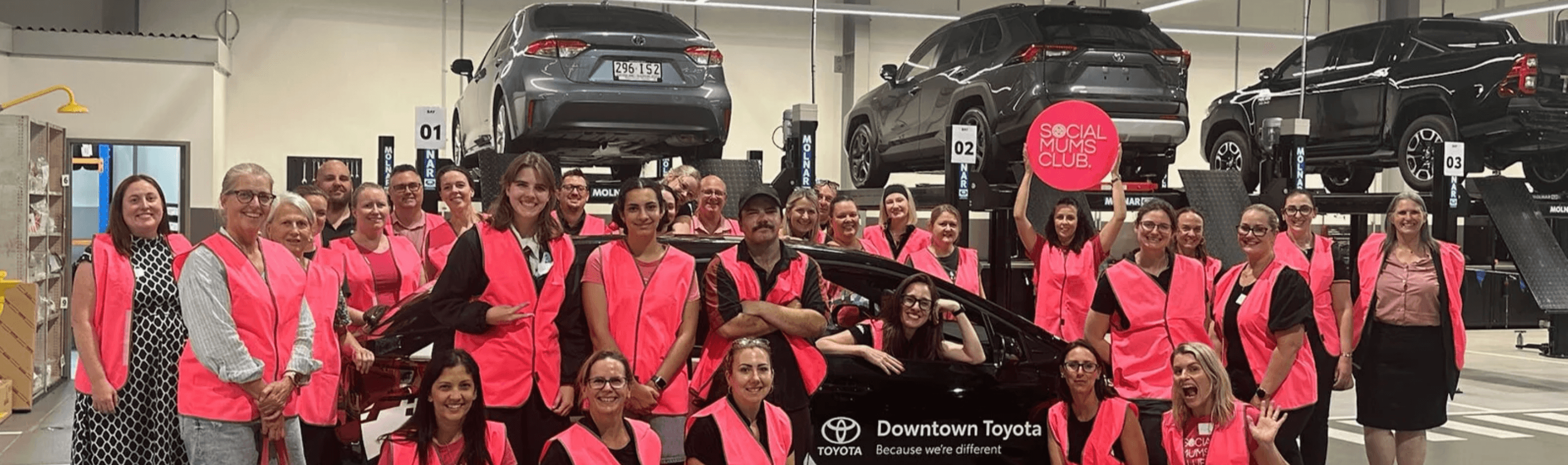 Social Mums Club mums at the Downtown Toyota workshop